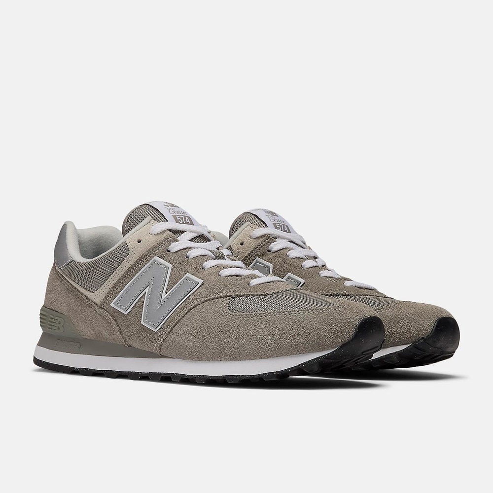 New Balance 574 Core ML574EVG Grey White Silver Suede Sneakers Tennis Shoes 8